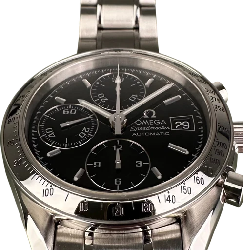 Title: Speedmaster Date Automatic (New)
Brand: Omega
Model: Speedmaster Date Automatic
Ref: 3513.50.00
Category: Racing
Diameter: 39mm
Functions: Kronograf, Dato
Year: 2016
Price: 19000
Condition: 8.0
Dial Color: Sort
Strap: Metal
Case material: Stål
Gender: Herre
Match: 100.0%
Billedet er ejet af Limited Watches (681183) Et Omega ur