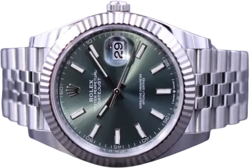 Title: Datejust 41Mm 126334
Brand: Rolex
Model: Datejust 41
Ref: 126334
Category: Dress
Diameter: 41mm
Functions: Dato
Year: 2025
Price: 107000
Condition: 9.5
Dial Color: Grøn
Strap: Metal
Case material: Stål
Gender: Herre
Match: 100.0%
Billedet er ejet af MM Watches (849798) Et Rolex ur