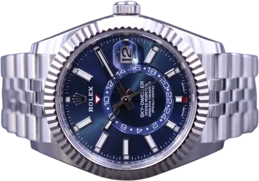 Titel: Sky-Dweller 326934 (Nyhed)
Mærke: Rolex
Model: Sky-Dweller
Ref.: 326934
Kategori: Sport
Diameter: 42mm
Funktioner: Dato, GMT
Årgang: 2022
Pris: 145000
Stand: 9.5 (Brugt)
Skivefarve: Blå
Rem: Metal
Kassemateriale: Stål
Køn: Herre
Match: 100.0%
Billedet ejes af MM Watches (952212) Et Rolex ur