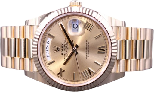 Title: Daydate 40Mm 228238
Brand: Rolex
Model: Day-Date 40
Ref: 228238
Category: Dress
Diameter: 40mm
Functions: Dato, Ugedag
Year: 2026
Price: 349000
Condition: 9.8
Dial Color: Gul
Strap: Metal
Case material: Guld
Gender: Herre
Match: 100.0%
Billedet er ejet af MM Watches (716778) Et Rolex ur
