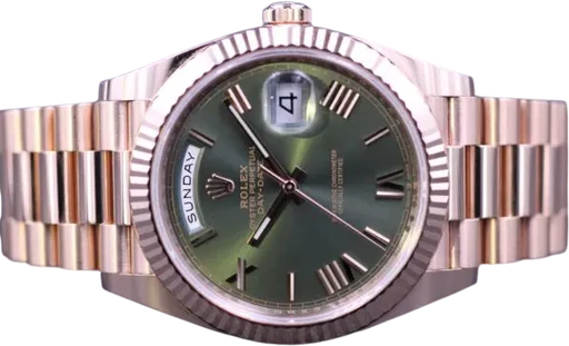 Titel: Daydate 40 228235 – New
Mærke: Rolex
Model: Day-Date 40
Ref.: 228235
Kategori: Dress
Diameter: 40mm
Funktioner: Ugedag, Dato
Årgang: 2023
Pris: 377000
Stand: 10.0 (Nyt)
Skivefarve: Grøn
Rem: Metal
Kassemateriale: Guld
Køn: Herre
Match: 100.0%
Billedet ejes af MM Watches (922585) Et Rolex ur
