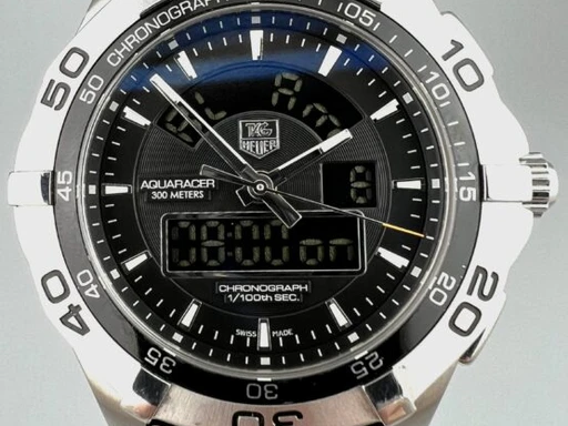 Title: 2167 – CAF 1010
Brand: Tag Heuer
Model: Tag Heuer Aquaracer
Ref: CAF1010
Category: Dykker
Diameter: 43mm
Functions: Kronograf, Dato, Ugedag, GMT
Year: 2010
Price: 9995
Condition: undefined
Dial Color: Sort
Strap: Metal
Case material: Stål
Gender: Herre
Match: 100.0%
Billedet er ejet af MyWatch (102097) Et Tag Heuer ur