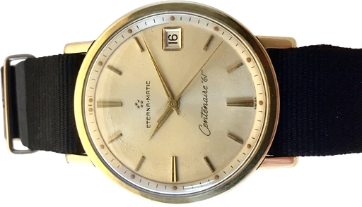 Title: 2103 – Matic Centenaire “61”
Brand: Eterna
Model: Eterna Matic Centenaire “61”
Ref: null
Category: Dress
Diameter: 34mm
Functions: Dato
Year: 1960
Price: 4495
Condition: 9.0
Dial Color: Hvid
Strap: Andet
Case material: Andet
Gender: Herre
Match: 100.0%
Billedet er ejet af MyWatch (102114) Et Eterna ur