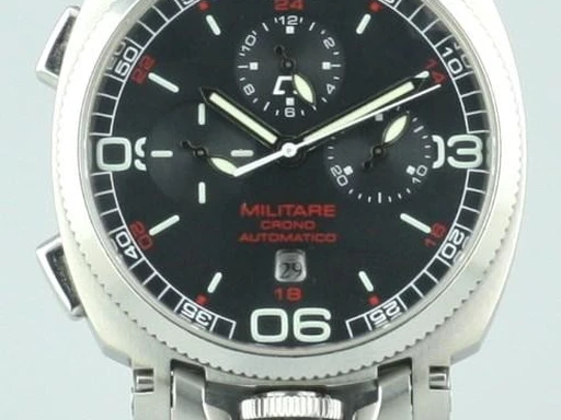 Title: 1873 – Militare – 2007
Brand: Anonimo
Model: Anonimo Militare Chrono Automatico
Ref: 2007
Category: Racing
Diameter: 44mm
Functions: Kronograf, Dato
Year: 2007
Price: 13995
Condition: undefined
Dial Color: Sort
Strap: Læder
Case material: Stål
Gender: Herre
Match: 100.0%
Billedet er ejet af MyWatch (102128) Et Anonimo ur