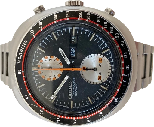 Titel: Ufo (Nyhed)
Mærke: Seiko
Model: Ufo
Ref.: 6138-0012
Årgang: 1977
Tilbehør: Boks
Stand: 7.0 (Brugt)
Pris: 4.995 kr.
Diameter: 42mm
Funktioner: Kronograf, Dato, Ugedag
Skivefarve: Sort
Rem: Metal
Kassemateriale: Stål
Kategori: Racing
Køn: Herre
Match: 100.0%
Billedet ejes af MyWatch (1005278) Et Seiko ur