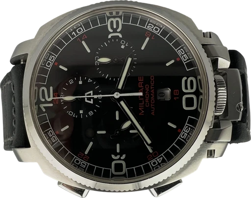 Titel: Militare Chronograph (Nyhed)
Mærke: Anonimo
Model: Militare Chronograph
Ref.: 2007
Årgang: 2012
Tilbehør: Boks og Papirer
Stand: 9.9 (Brugt)
Pris: 13.995 kr.
Diameter: 44mm
Funktioner: Kronograf, Dato
Skivefarve: Sort
Rem: Læder
Kassemateriale: Stål
Kategori: Sport
Køn: Herre
Match: 100.0%
Billedet ejes af MyWatch (1067988) Et Anonimo ur
