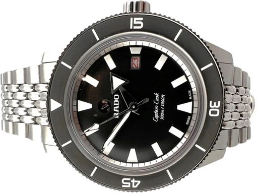 Title: 2222 – Captain Cook X Revolution
Brand: Rado
Model: Rado Captain Cook
Ref: R32105103
Category: Dykker
Diameter: 42mm
Functions: Dato
Year: 2020
Price: 7999
Condition: 9.0
Dial Color: Sort
Strap: Metal
Case material: Stål
Gender: Herre
Match: 100.0%
Billedet er ejet af MyWatch (102076) Et Rado ur