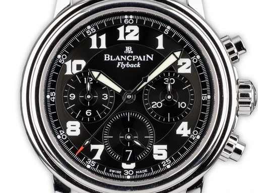 Title: Leman Fly-Back Chronograph
Brand: Blancpain
Model: Leman Fly-Back Chronograph
Ref: 2185F
Category: Racing
Diameter: 38mm
Functions: Kronograf, Dato
Year: 2000
Price: 65000
Condition: undefined
Dial Color: Sort
Strap: Læder
Case material: Stål
Gender: Herre
Match: 100.0%
Billedet er ejet af Ole Mathiesen (101832) Et Blancpain ur