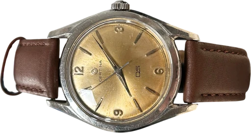 Title: DS Automatic.
Brand: Certina
Model: DS Automatic
Ref: null
Category: Dress
Diameter: 36mm
Functions:
Year: 1960
Price: 2700
Condition: 7.0
Dial Color: Gul
Strap: Læder
Case material: Stål
Gender: Herre
Match: 100.0%
Billedet er ejet af Studts Vintage (152772) Et Certina ur