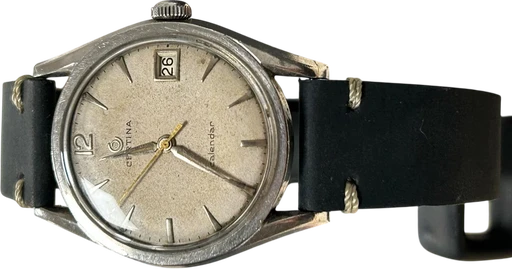 Title: Calender
Brand: Certina
Model: Calender
Ref: null
Category: Dress
Diameter: 34mm
Functions: Dato
Year: 1961
Price: 2800
Condition: 7.0
Dial Color: Hvid
Strap: Læder
Case material: Stål
Gender: Herre
Match: 100.0%
Billedet er ejet af Studts Vintage (152783) Et Certina ur