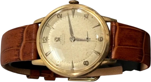 Title: Automatic Bumper
Brand: Omega
Model: Automatic Bumper
Ref: null
Category: Dress
Diameter: 34mm
Functions:
Year: 1950
Price: 4500
Condition: 7.0
Dial Color: Guld
Strap: Læder
Case material: Guld
Gender: Herre
Match: 100.0%
Billedet er ejet af Studts Vintage (152731) Et Omega ur