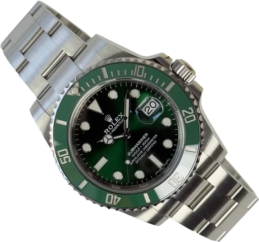 Titel: Submariner 116610LV (Reserveret) (Hulk) (Nyhed)
Mærke: Rolex
Model: Submariner
Ref.: 116610LV
Årgang: 2017
Tilbehør: Boks og Papirer
Stand: 9.0 (Brugt)
Pris: 129.000 kr.
Diameter: 40mm
Funktioner: Dato
Skivefarve: Grøn
Rem: Metal
Kassemateriale: Stål
Kategori: Dykker
Køn: Herre
Match: 100.0%
Billedet ejes af Stæhr Preowned (1037346) Et Rolex ur