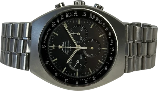 Titel: Speedmaster Mark II 145.014
Mærke: Omega
Model: Speedmaster Mark II
Ref.: 145.014
Årgang: 1970
Tilbehør:
Stand: 7.5 (Brugt)
Pris: 17.000 kr.
Diameter: 42mm
Funktioner: Kronograf
Skivefarve: Sort
Rem: Metal
Kassemateriale: Stål
Kategori: Racing
Køn: Herre
Match: 100.0%
Billedet ejes af Stæhr Preowned (1181487) Et Omega ur