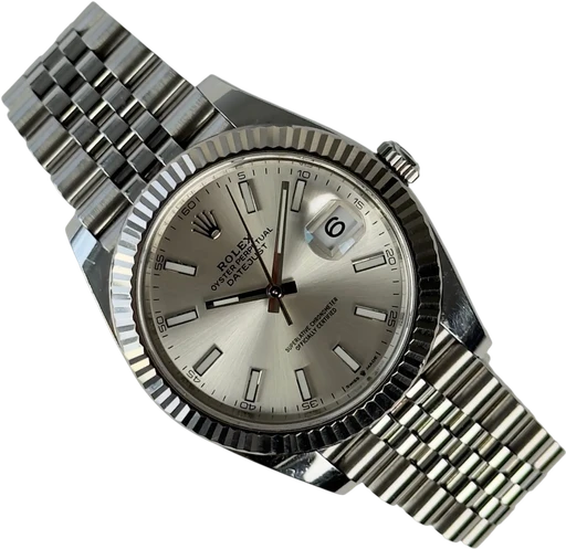 Titel: Datejust 126334 (Nyhed)
Mærke: Rolex
Model: Datejust
Ref.: 126334
Årgang: 2021
Tilbehør: Boks og Papirer
Stand: 8.0 (Brugt)
Pris: 80.000 kr.
Diameter: 41mm
Funktioner: Dato
Skivefarve: Sølv
Rem: Metal
Kassemateriale: Stål
Kategori: Dress
Køn: Herre
Match: 100.0%
Billedet ejes af Stæhr Preowned (1037332) Et Rolex ur
