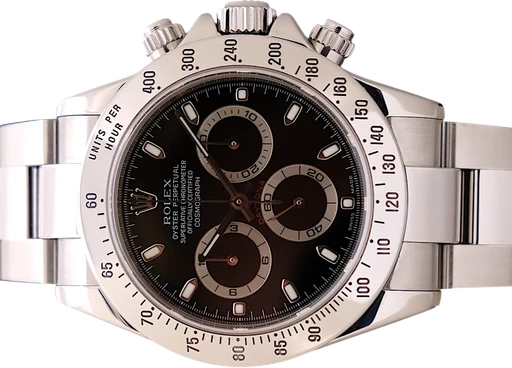 Title: Daytona
Brand: Rolex
Model: Daytona
Ref: 116520
Category: Racing
Diameter: 40mm
Functions: Kronograf
Year: 2005
Price: 126995
Condition: 9.0
Dial Color: Sort
Strap: Andet
Case material: Stål
Gender: Herre
Match: 100.0%
Billedet er ejet af TimeToWatch (847985) Et Rolex ur