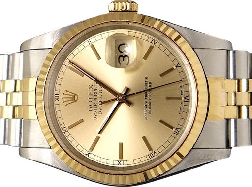 Title: Datejust 36 mm (New)
Brand: Rolex
Model: Datejust 36 mm
Ref: 16233
Category: Dress
Diameter: 36mm
Functions: Dato
Year: 1990
Price: 47995
Condition: 8.5
Dial Color: Gul
Strap: Metal
Case material: Guld
Gender: Herre
Match: 100.0%
Billedet er ejet af TimeToWatch (652711) Et Rolex ur