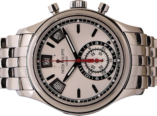 Title: Annual Calendar Chrono
Brand: Patek Philippe
Model: Annual Calendar Chrono
Ref: 5960/1A-001
Category: Sport
Diameter: 40mm
Functions: Kronograf, Dato, Ugedag
Year: 2015
Price: 434995
Condition: 9.5
Dial Color: Hvid
Strap: Metal
Case material: Stål
Gender: Herre
Match: 100.0%
Billedet er ejet af TimeToWatch (101995) Et Patek Philippe ur