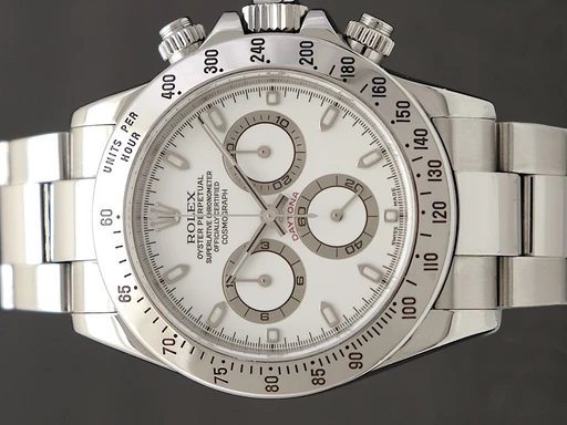 Title: Daytona
Brand: Rolex
Model: Daytona
Ref: 116520
Category: Racing
Diameter: 40mm
Functions: Kronograf
Year: 2004
Price: 124995
Condition: undefined
Dial Color: Hvid
Strap: Metal
Case material: Stål
Gender: Herre
Match: 100.0%
Billedet er ejet af TimeToWatch (303356) Et Rolex ur