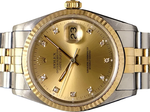Title: Datejust 36 mm
Brand: Rolex
Model: Datejust 36 mm
Ref: 16233
Category: Dress
Diameter: 36mm
Functions: Dato
Year: 1991
Price: 54995
Condition: 8.5
Dial Color: Guld
Strap: Metal
Case material: Guld
Gender: Herre
Match: 100.0%
Billedet er ejet af TimeToWatch (567265) Et Rolex ur