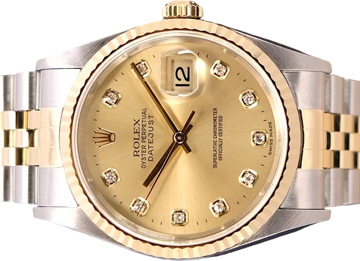 Titel: Datejust 36 mm
Mærke: Rolex
Model: Datejust 36 mm
Ref.: 16233
Årgang: 2001
Tilbehør: Boks og Papirer
Stand: 9.0 (Brugt)
Pris: 55.995 kr.
Diameter: 36mm
Funktioner: Dato
Skivefarve: Guld
Rem: Metal
Kassemateriale: Guld
Kategori: Dress
Køn: Herre
Match: 100.0%
Billedet ejes af TimeToWatch (1024219) Et Rolex ur