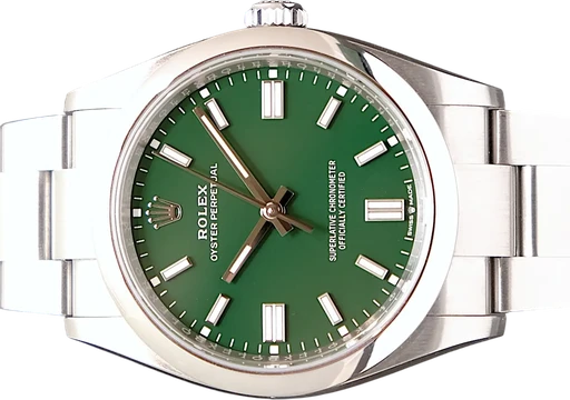 Title: Oyster Perpetual 36 mm
Brand: Rolex
Model: Oyster Perpetual 36 mm
Ref: 126000
Category: Dress
Diameter: 36mm
Functions:
Year: 2024
Price: 54995
Condition: 9.5
Dial Color: Grøn
Strap: Metal
Case material: Stål
Gender: Unisex
Match: 100.0%
Billedet er ejet af TimeToWatch (514384) Et Rolex ur