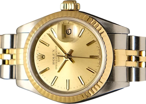 Title: Datejust 26 mm
Brand: Rolex
Model: Datejust 26 mm
Ref: 69173
Category: Dress
Diameter: 26mm
Functions: Dato
Year: 1985
Price: 39995
Condition: 9.0
Dial Color: Guld
Strap: Metal
Case material: Stål
Gender: Dame
Match: 100.0%
Billedet er ejet af TimeToWatch (667234) Et Rolex ur