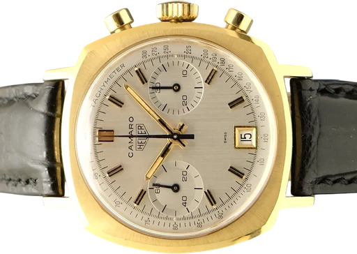 Title: Camaro
Brand: Heuer
Model: Camaro
Ref: 73445 CHT
Category: Sport
Diameter: 37mm
Functions: Kronograf, Dato
Year: 1970
Price: 34995
Condition: 9.0
Dial Color: Sølv
Strap: Læder
Case material: Guld
Gender: Herre
Match: 100.0%
Billedet er ejet af TimeToWatch (702164) Et Heuer ur