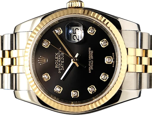 Titel: Datejust 36 mm
Mærke: Rolex
Model: Datejust 36 mm
Ref.: 116233
Årgang: 2014
Tilbehør: Boks og Papirer
Stand: 9.5 (Brugt)
Pris: 72.995 kr.
Diameter: 36mm
Funktioner: Dato
Skivefarve: Sort
Rem: Metal
Kassemateriale: Guld
Kategori: Dress
Køn: Herre
Match: 100.0%
Billedet ejes af TimeToWatch (1024221) Et Rolex ur