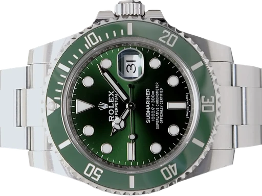 Title: Submariner (Hulk)
Brand: Rolex
Model: Submariner
Ref: 116610LV
Category: Dykker
Diameter: 40mm
Functions: Dato
Year: 2017
Price: 128995
Condition: 9.5
Dial Color: Grøn
Strap: Andet
Case material: Stål
Gender: Herre
Match: 100.0%
Billedet er ejet af TimeToWatch (861863) Et Rolex ur