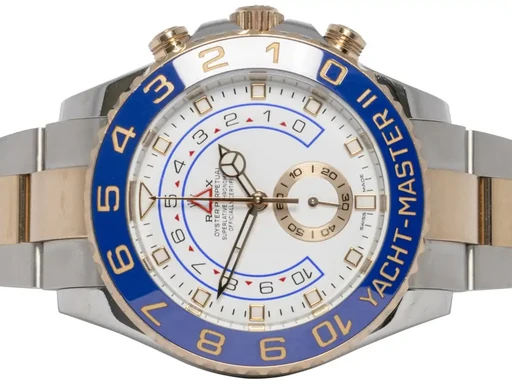 Title: Yacht-Master ll 42, Hvid, Blå, Everose/Stål, Oyster
Brand: Rolex
Model: Yacht-Master II, 116681
Ref: 116681
Category: Sport
Diameter: 42mm
Functions: Kronograf
Year: null
Price: null
Condition: undefined
Dial Color: Hvid
Strap: Metal
Case material: Stål
Gender: Herre
Match: 100.0%
Billedet er ejet af Urhandleren (367147) Et Rolex ur