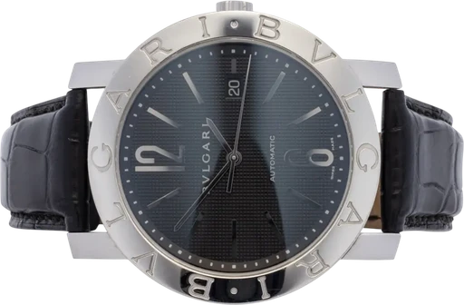 Title: Automatic 42, Sort, Stål, Læder
Brand: Bvlgari
Model: BVLGARI Automatic
Ref: bb 42 SL Auto
Category: Dress
Diameter: 42mm
Functions: Dato
Year:
Price: 29900
Condition: 7.0
Dial Color: Sort
Strap: Læder
Case material: Stål
Gender: Herre
Match: 100.0%
Billedet er ejet af Urhandleren (102685) Et Bvlgari ur