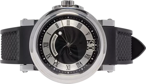 Title: Marine 39, Sort, Stål, Gummi
Brand: Breguet
Model: Marine
Ref: 5817st
Category: Sport
Diameter: 39mm
Functions: Dato
Year: 2008
Price: 99900
Condition: 7.5
Dial Color: Sort
Strap: Gummi
Case material: Stål
Gender: Herre
Match: 100.0%
Billedet er ejet af Urhandleren (102541) Et Breguet ur