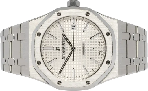 Title: Royal Oak 41, Hvid, Stål
Brand: Audemars Piguet
Model: Audemars Piguet Royal Oak
Ref: 15400ST.OO1220ST.02
Category: Sport
Diameter: 41mm
Functions: Dato
Year: 2017
Price: 259900
Condition: 8.0
Dial Color: Hvid
Strap: Metal
Case material: Stål
Gender: Herre
Match: 100.0%
Billedet er ejet af Urhandleren (699996) Et Audemars Piguet ur
