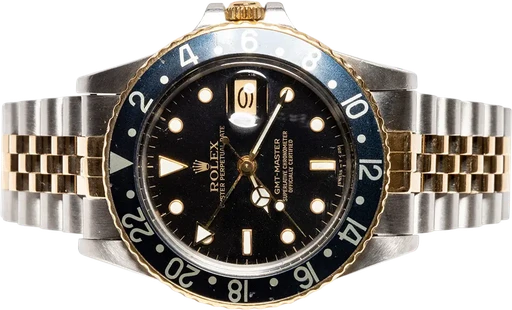 Title: GMT Master 1987, 40, Guld/Stål, Jubilee
Brand: Rolex
Model: GMT Master
Ref: 16753
Category: Pilot
Diameter: 40mm
Functions: GMT, Dato
Year: 1987
Price: 119900
Condition: 7.5
Dial Color: Sort
Strap: Metal
Case material: Guld
Gender: Herre
Match: 100.0%
Billedet er ejet af Urhandleren (102534) Et Rolex ur
