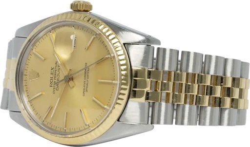 Titel: Datejust 36, Champagne, Guld/Stål, Jubilee
Mærke: Rolex
Model: Datejust
Ref.: 16013
Årgang: 1985
Tilbehør: Papirer
Pris: 37.900 kr.
Diameter: 36mm
Funktioner: Dato
Skivefarve: Guld
Rem: Metal
Kassemateriale: Stål
Kategori: Dress
Køn: Unisex
Match: 100.0%
Billedet ejes af Urhandleren (1007506) Et Rolex ur