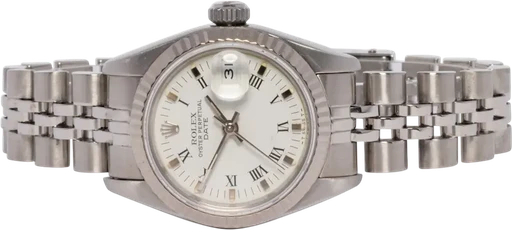 Title: Oyster Perpetual Date 26, Hvid, Stål, Jubilee
Brand: Rolex
Model: Oyster Perpetual Date
Ref: 69174
Category: Dress
Diameter: 26mm
Functions: Dato
Year: 1995
Price: 44900
Condition: 7.0
Dial Color: Hvid
Strap: Metal
Case material: Stål
Gender: Dame
Match: 100.0%
Billedet er ejet af Urhandleren (102625) Et Rolex ur