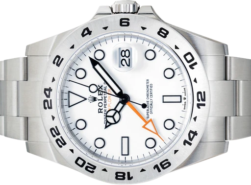 Title: Explorer ll 226570
Brand: Rolex
Model: Explorer ll
Ref: 226570
Category: Sport
Diameter: 42mm
Functions: Dato, GMT
Year: 2024
Price: 83000
Condition: 10.0
Dial Color: Hvid
Strap: Metal
Case material: Stål
Gender: Herre
Match: 100.0%
Billedet er ejet af Urbørsen (102213) Et Rolex ur