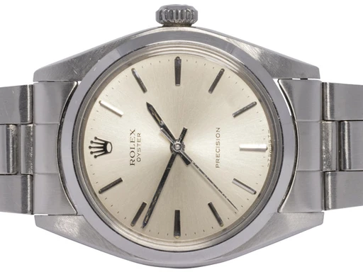 Title: Oyster Precision 34, Sølv, Stål, Oyster
Brand: Rolex
Model: Oyster Precision
Ref: 6427
Category: Dress
Diameter: 34mm
Functions: Dato
Year: 1972
Price: 34900
Condition: undefined
Dial Color: Sølv
Strap: Metal
Case material: Stål
Gender: Herre
Match: 100.0%
Billedet er ejet af Urhandleren (102656) Et Rolex ur
