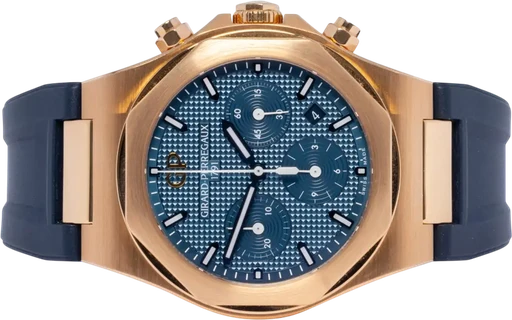Title: Girard Perregaux Laureato Chronograph 42, Blå, Roseguld, Gummi
Brand: Girard-Perregaux
Model: Laureato
Ref: 81020-52-432-BB4A
Category: Racing
Diameter: 42mm
Functions: Kronograf, Dato
Year:
Price: 229900
Condition: 10.0
Dial Color: Blå
Strap: Gummi
Case material: Guld
Gender: Herre
Match: 100.0%
Billedet er ejet af Urhandleren (102503) Et Girard-Perregaux ur