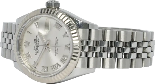 Titel: Lady-Datejust 28, Sølv, Romer, Stål, Jubilee
Mærke: Rolex
Model: Lady-Datejust
Ref.: 279174
Årgang: 2021
Tilbehør: Boks og Papirer
Pris: 69.900 kr.
Diameter: 28mm
Funktioner: Dato
Skivefarve: Sølv
Rem: Metal
Kassemateriale: Stål
Kategori: Dress
Køn: Dame
Match: 100.0%
Billedet ejes af Urhandleren (1053292) Et Rolex ur
