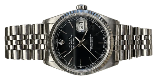 Titel: Datejust 16234 36mm
Mærke: Rolex
Model: Datejust
Ref.: 16234
Årgang: 1997
Tilbehør: Boks og Papirer
Stand: 8.0 (Brugt)
Pris: 45.995 kr.
Diameter: 36mm
Funktioner: Dato
Skivefarve: Sort
Rem: Metal
Kassemateriale: Stål
Kategori: Dress
Køn: Unisex
Match: 100.0%
Billedet ejes af Urbørsen (717085) Et Rolex ur