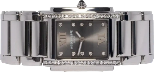 Title: Twenty4, 25 x 30, Grå, Diamant, Stål
Brand: Patek Philippe
Model: Twenty4
Ref: 4910
Category: Dress
Diameter: nullmm
Functions:
Year:
Price: 99900
Condition: 7.0
Dial Color: Grå
Strap: Metal
Case material: Stål
Gender: Dame
Match: 100.0%
Billedet er ejet af Urhandleren (102544) Et Patek Philippe ur