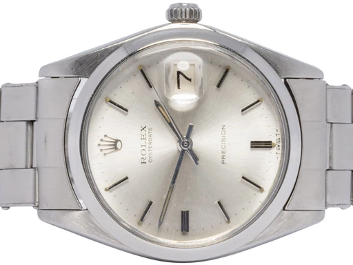 Title: Oysterdate Precision 34, Sølv, Stål, Oyster
Brand: Rolex
Model: Oysterdate Precision
Ref: 6694
Category: Dress
Diameter: 34mm
Functions: Dato
Year: 1970
Price: 44900
Condition: undefined
Dial Color: Sølv
Strap: Metal
Case material: Stål
Gender: Herre
Match: 100.0%
Billedet er ejet af Urhandleren (102627) Et Rolex ur