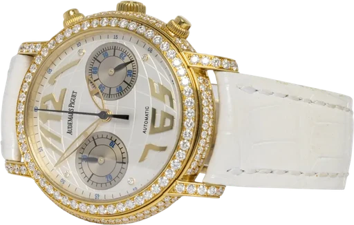Titel: Jules Audemars Automatic Chronograph, Sølv, Guld, Diamant, Læder
Mærke: Audemars Piguet
Model: Jules Audemars Automatic
Ref.: 26037BA.ZZ.D014CR01A
Årgang: 2006
Tilbehør: Boks og Papirer
Stand: 7.0 (Brugt)
Pris: 199.900 kr.
Diameter: 39mm
Funktioner: Kronograf
Skivefarve: Sølv
Rem: Læder
Kassemateriale: Guld
Kategori: Dress
Køn: Herre
Match: 100.0%
Billedet ejes af Urhandleren (1053235) Et Audemars Piguet ur