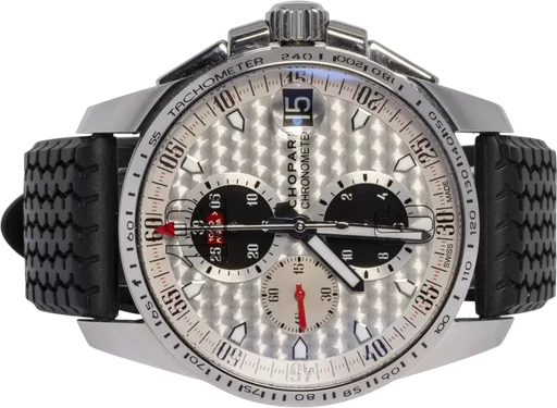 Title: Mille Miglia GT XL 44, Sølv, Stål, Gummi
Brand: Chopard
Model: Mille Miglia GT XL Chronograph
Ref: 168459-3019
Category: Racing
Diameter: 44mm
Functions: Kronograf, Dato
Year:
Price: 39900
Condition: 6.0
Dial Color: Sølv
Strap: Gummi
Case material: Stål
Gender: Herre
Match: 100.0%
Billedet er ejet af Urhandleren (102630) Et Chopard ur