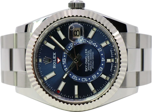 Titel: Sky-Dweller Blue 336934 – New 05/2026 (Nyhed)
Mærke: Rolex
Model: Sky-Dweller
Ref.: 336934
Kategori: Dress
Diameter: 42mm
Funktioner: Dato, GMT
Årgang: 2026
Pris: 163000
Stand: 10.0 (Nyt)
Skivefarve: Blå
Rem: Metal
Kassemateriale: Stål
Køn: Herre
Match: 100.0%
Billedet ejes af WeWatches (962834) Et Rolex ur