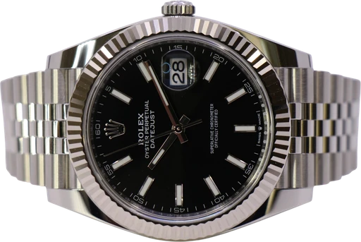 Titel: Datejust 41Mm 126334 Black – New 06/2026 (Nyhed)
Mærke: Rolex
Model: Datejust 41
Ref.: 126334
Årgang: 2026
Tilbehør: Boks og Papirer
Stand: 10.0 (Nyt)
Pris: 112.000 kr.
Diameter: 41mm
Funktioner: Dato
Skivefarve: Sort
Rem: Metal
Kassemateriale: Stål
Kategori: Dress
Køn: Herre
Match: 100.0%
Billedet ejes af WeWatches (1210939) Et Rolex ur
