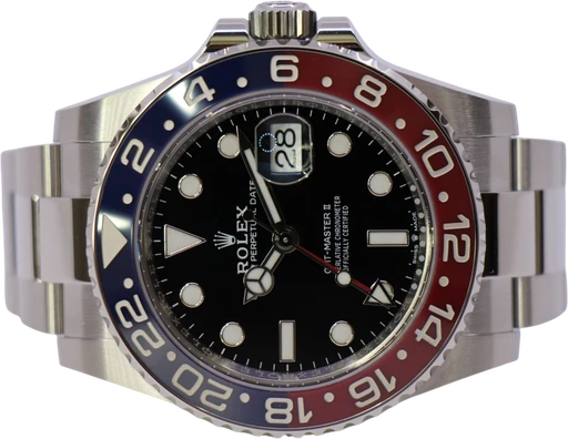 Title: Gmt-Master II 126710Blro – New 12/2025 (Pepsi)
Brand: Rolex
Model: GMT - Master II
Ref: 126710BLRO
Category: Sport
Diameter: 40mm
Functions: Dato, GMT
Year: 2025
Price: 152000
Condition: 10.0
Dial Color: Sort
Strap: Metal
Case material: Stål
Gender: Herre
Match: 100.0%
Billedet er ejet af WeWatches (563081) Et Rolex ur