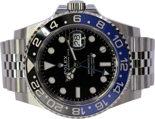Titel: Gmt-Master II 126710Blnr – New 07/2026 (Batgirl) (Nyhed)
Mærke: Rolex
Model: GMT - Master II
Ref.: 126710BLNR
Årgang: 2026
Tilbehør: Boks og Papirer
Stand: 10.0 (Nyt)
Pris: 134.000 kr.
Diameter: 40mm
Funktioner: Dato, GMT
Skivefarve: Sort
Rem: Metal
Kassemateriale: Stål
Kategori: Sport
Køn: Herre
Match: 100.0%
Billedet ejes af WeWatches (1068370) Et Rolex ur