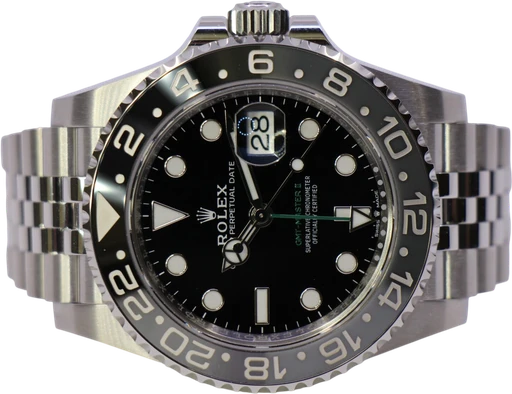 Titel: Gmt-Master II 126710Grnr – New 07/2026 (Bruce Wayne) (Nyhed)
Mærke: Rolex
Model: GMT-Master II
Ref.: 126710GRNR
Årgang: 2026
Tilbehør: Boks og Papirer
Stand: 10.0 (Nyt)
Pris: 148.000 kr.
Diameter: 40mm
Funktioner: Dato, GMT
Skivefarve: Sort
Rem: Metal
Kassemateriale: Stål
Kategori: Sport
Køn: Herre
Match: 100.0%
Billedet ejes af WeWatches (1103742) Et Rolex ur